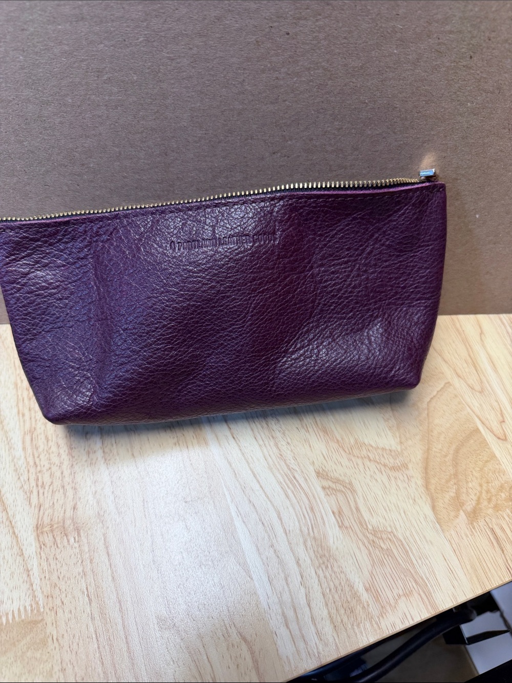 Portland Leather Burgundy Cosmetic Bag